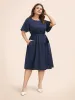 Round Neck Lace Patchwork Ruffle Sleeve Dress sold by Bloomchic