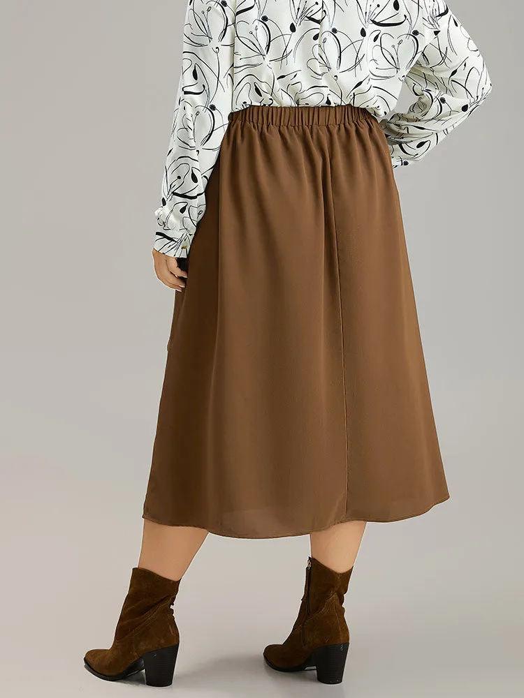 Anti-Wrinkle Solid Asymmetrical Hem Ties Skirt sold by Bloomchic product image thumbnail 5