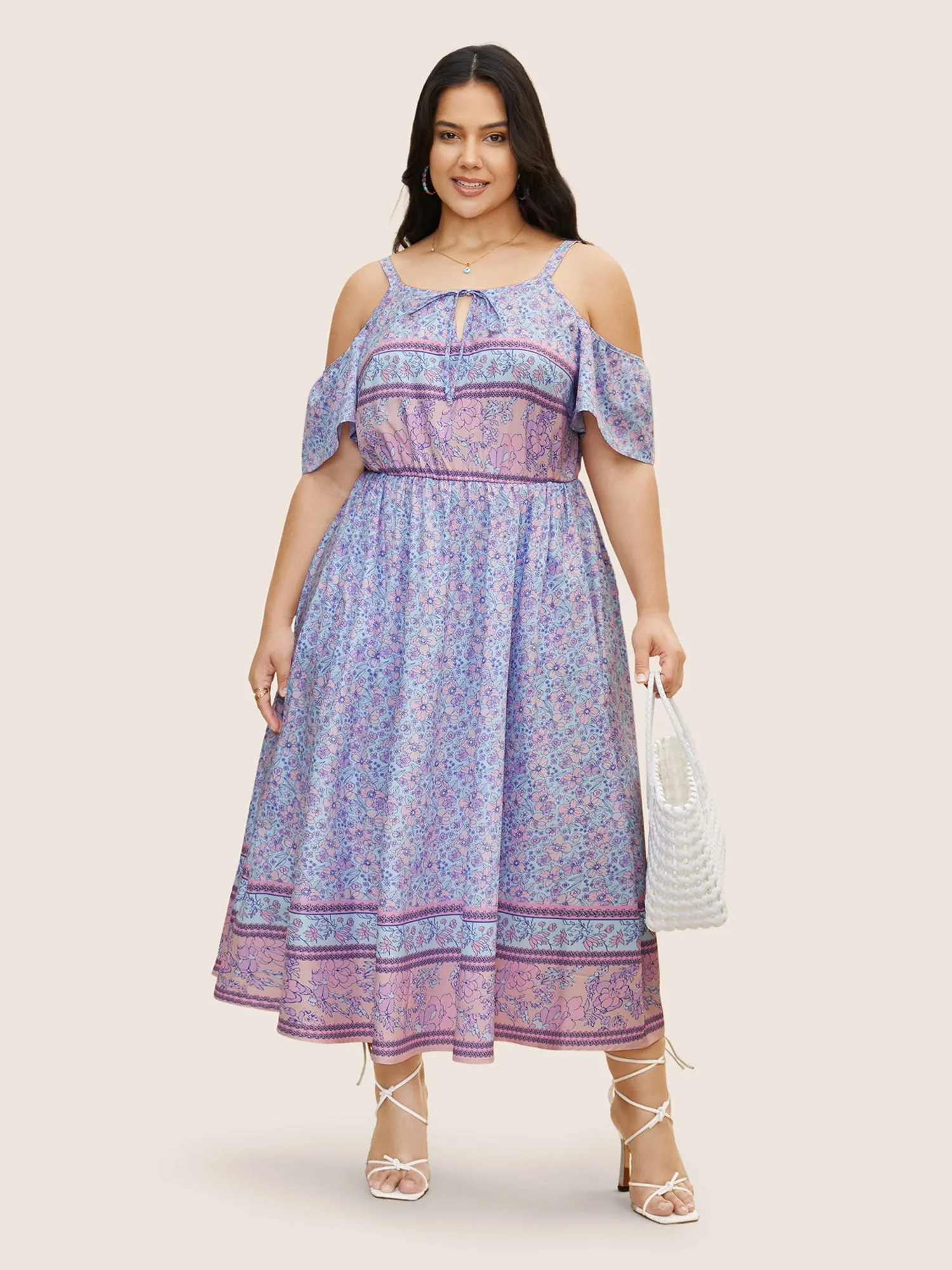 Bandana Print Cold Shoulder Tie Knot Dress sold by Bloomchic product image thumbnail 3