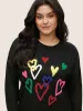 Heart Towel Embroidered Crew Neck Pullover sold by Bloomchic