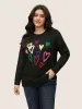 Heart Towel Embroidered Crew Neck Pullover sold by Bloomchic
