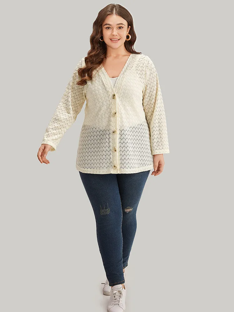 Geometric Lace Hollow Out Button Through Jacket sold by Bloomchic product image thumbnail 5