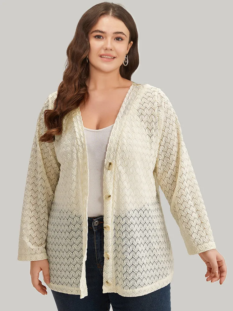 Geometric Lace Hollow Out Button Through Jacket sold by Bloomchic product image thumbnail 2