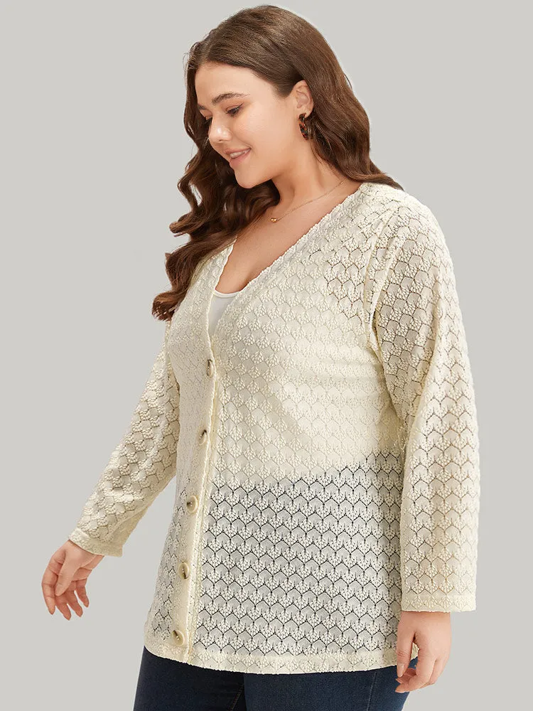 Geometric Lace Hollow Out Button Through Jacket sold by Bloomchic product image thumbnail 3