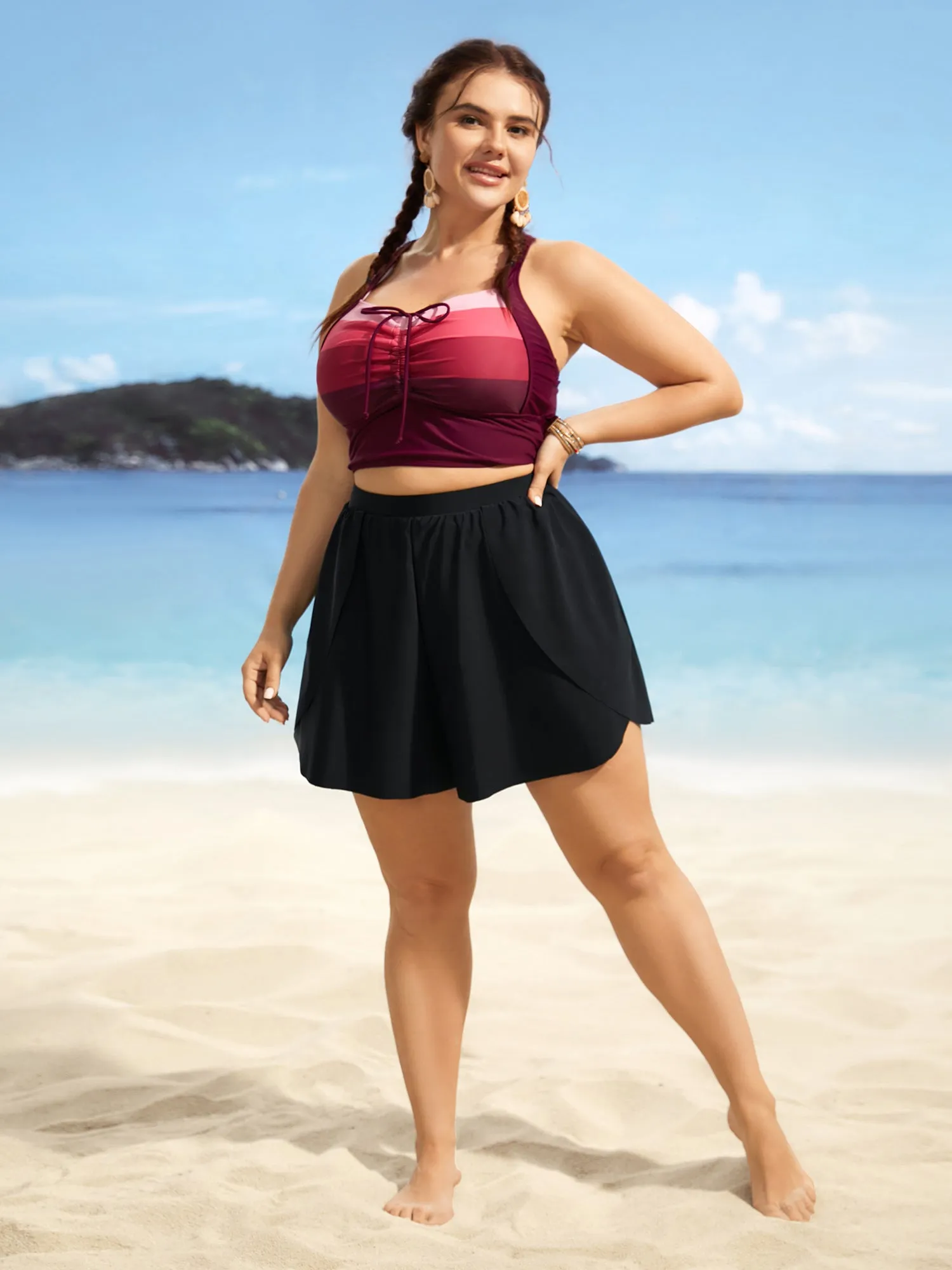 Solid High Rise Overlapped Hem Swim Bottom sold by Bloomchic product image thumbnail 3