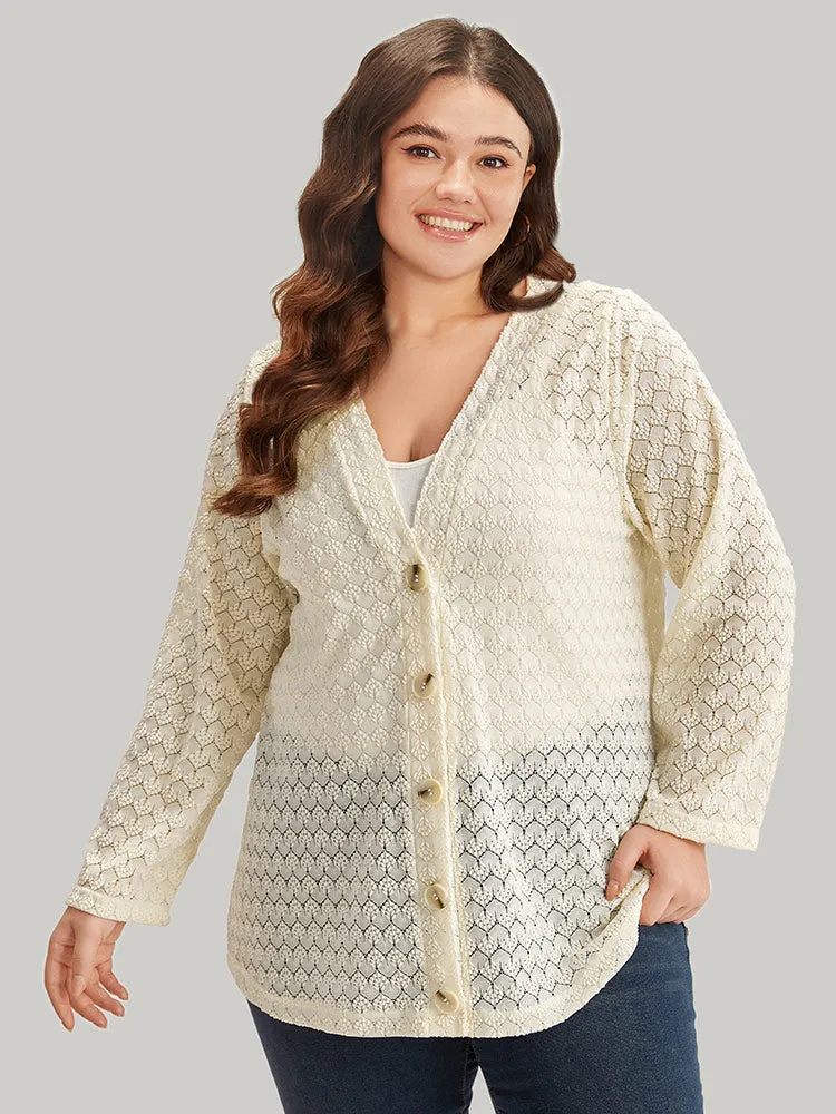 Geometric Lace Hollow Out Button Through Jacket sold by Bloomchic product image thumbnail 4