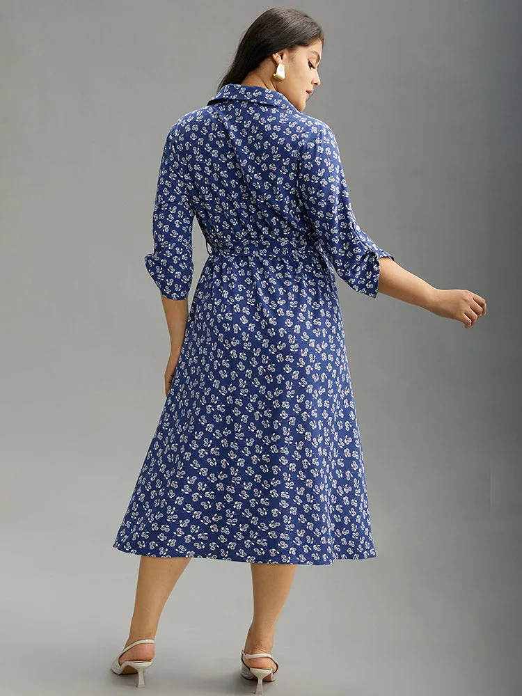 Ditsy Floral Belted Button Through Tab Sleeve Dress sold by Bloomchic product image thumbnail 4
