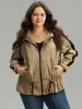 Wind-Resistant Contrast Trim Drawstring Jacket sold by Bloomchic
