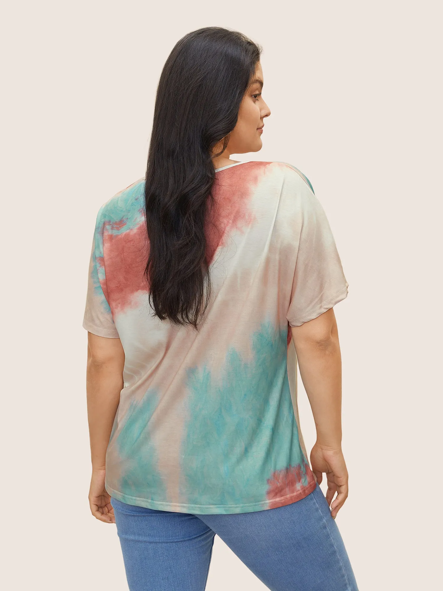 Tie Dye Drop Shoulder V Neck T-shirt sold by Bloomchic product image thumbnail 2