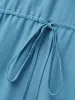Lace Patchwork Notched Drawstring Dress sold by Bloomchic