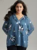 Floral Print Shirred Ruffles Mesh Blouse sold by Bloomchic