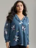 Floral Print Shirred Ruffles Mesh Blouse sold by Bloomchic