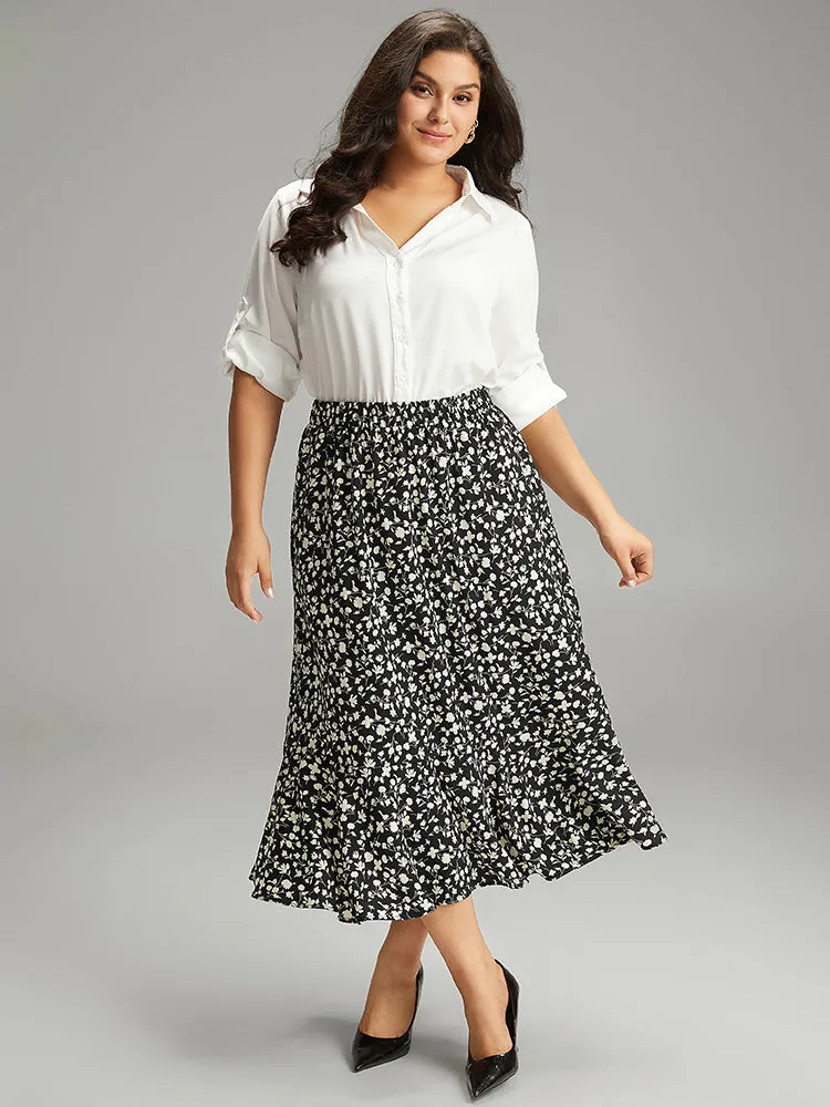 Ditsy Floral Pocket Elastic Waist Ruffle Hem Skirt sold by Bloomchic product image thumbnail 4