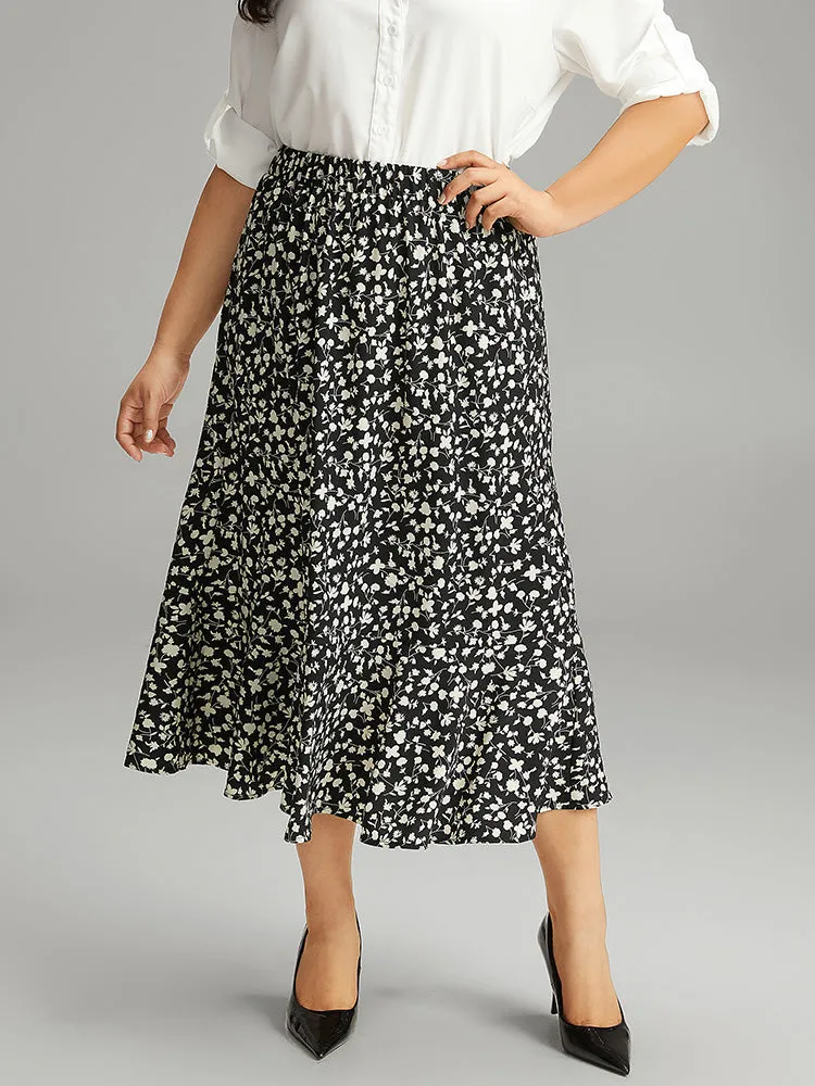 Ditsy Floral Pocket Elastic Waist Ruffle Hem Skirt sold by Bloomchic product image thumbnail 5