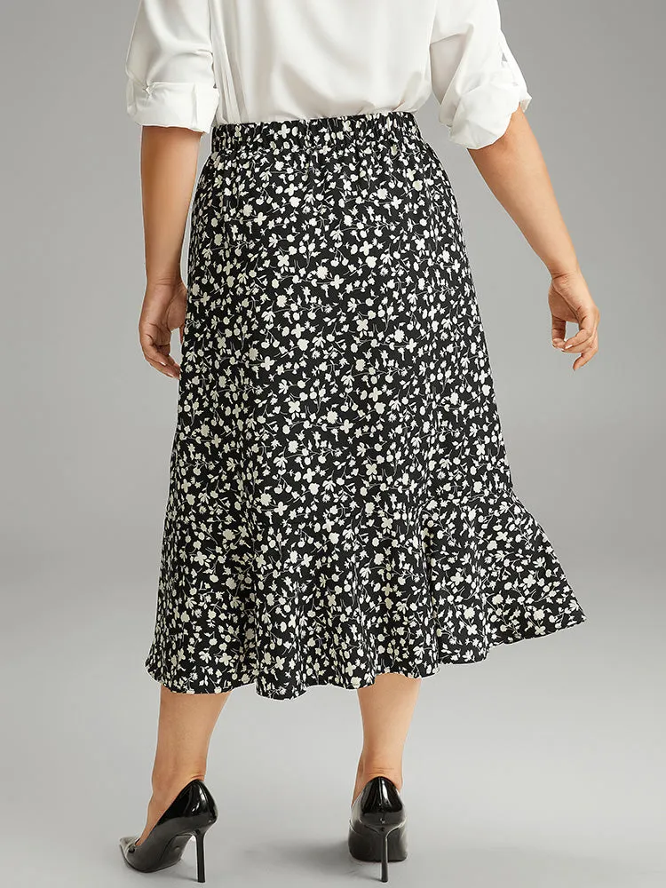 Ditsy Floral Pocket Elastic Waist Ruffle Hem Skirt sold by Bloomchic product image thumbnail 2