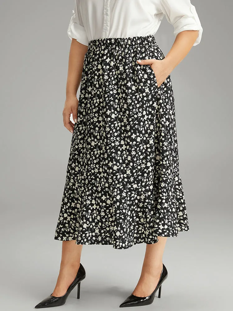 Ditsy Floral Pocket Elastic Waist Ruffle Hem Skirt sold by Bloomchic product image thumbnail 3