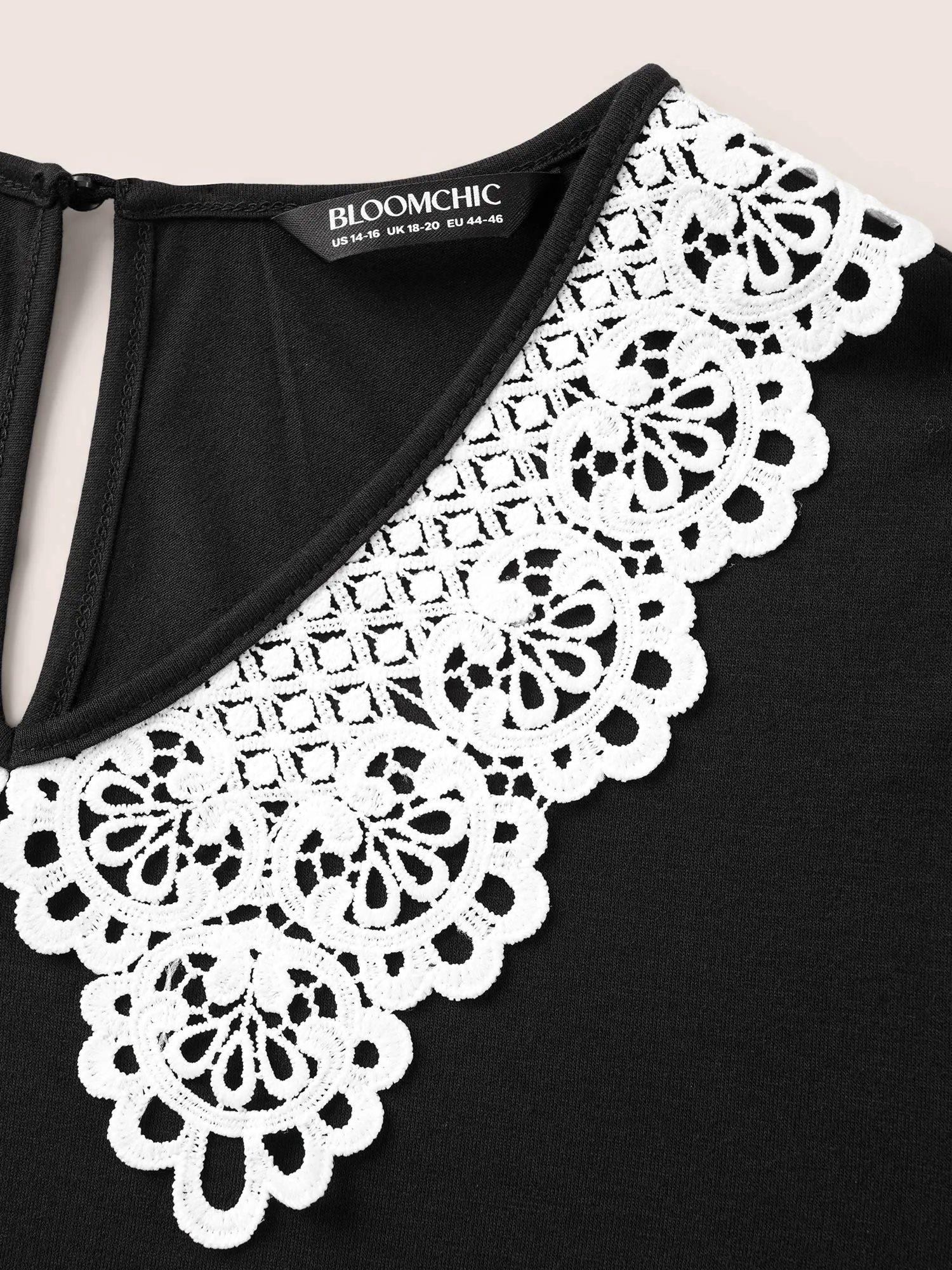 Lace Panel Patchwork Contrast Top sold by Bloomchic product image thumbnail 5