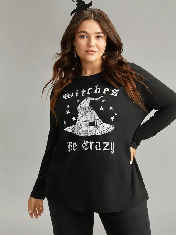 Halloween Letter Round Neck T-shirt sold by Bloomchic