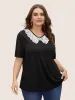 Lace Panel Patchwork Contrast Top sold by Bloomchic