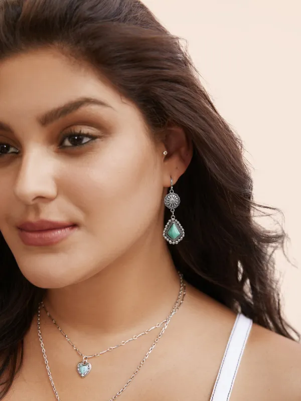 Turquoise Multi-layered Earrings sold by Bloomchic