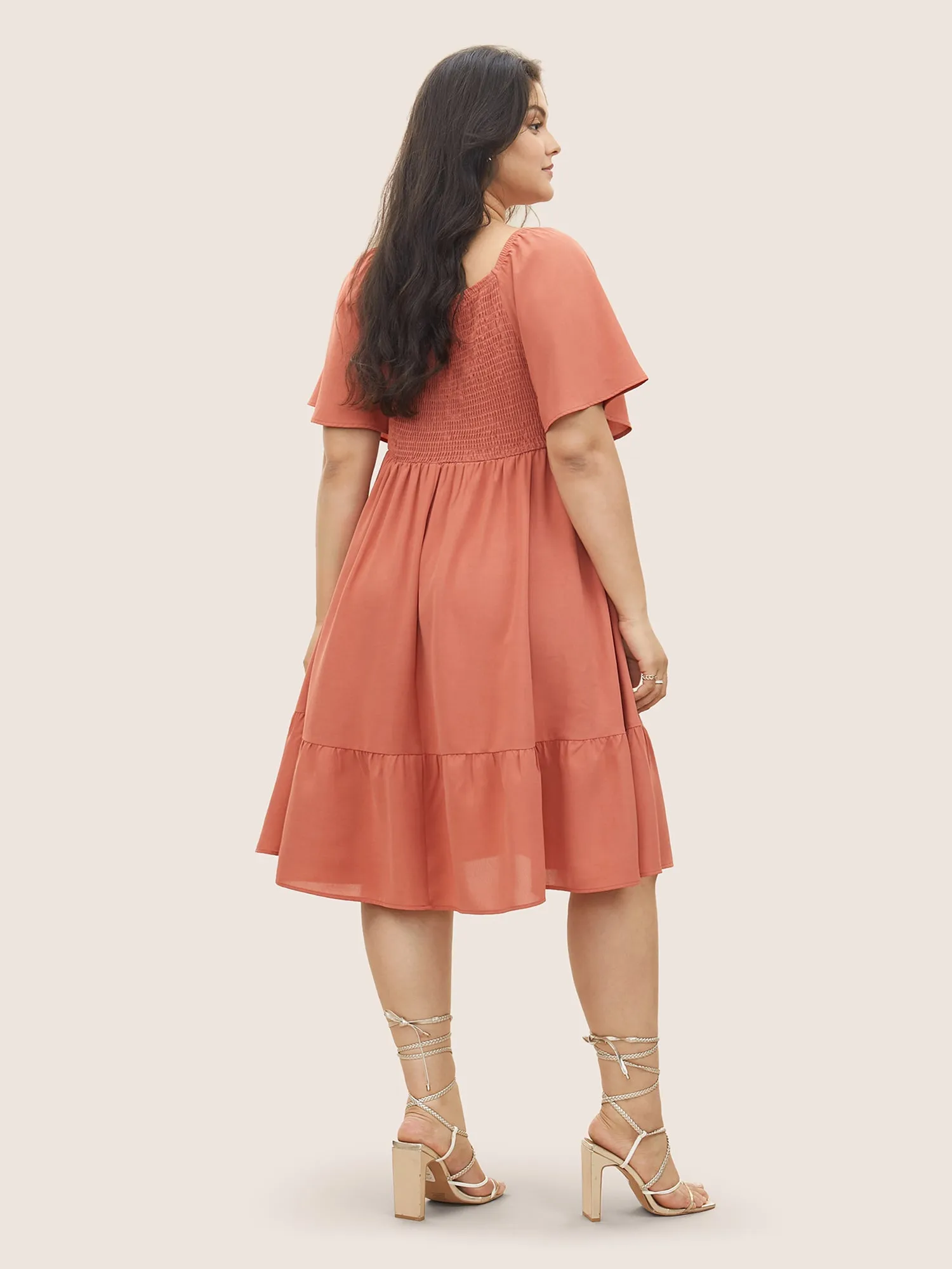 Plain Pompom Trim Ruched Patchwork Dress sold by Bloomchic product image thumbnail 2