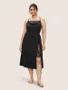 Cowl Neck Lace Panel Split Side Sleep Dress sold by Bloomchic