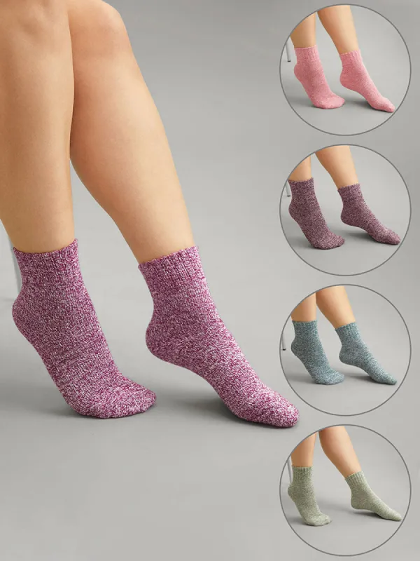 5 Pairs Christmas Heather Mid Calf Socks Set sold by Bloomchic
