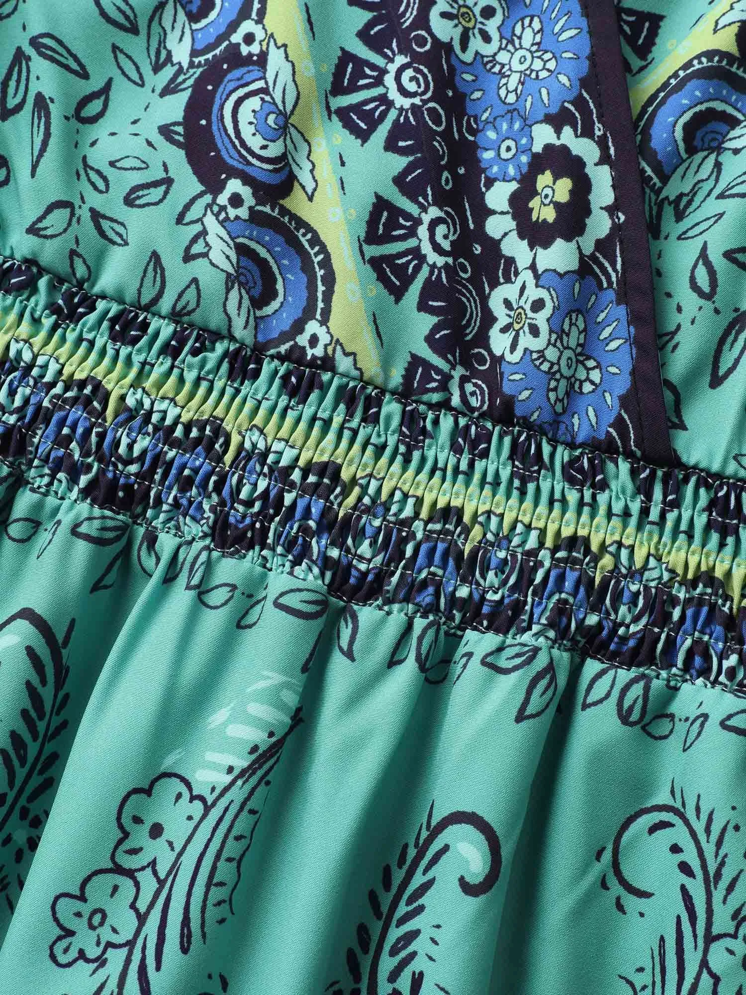 Paisley Print Overlap Collar Shirred Cami Dress sold by Bloomchic product image thumbnail 5