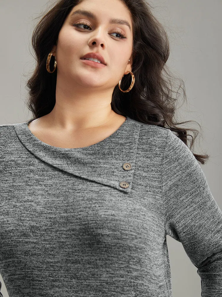 Solid Heather Button Detail Pocket Gathered Dress sold by Bloomchic product image thumbnail 5