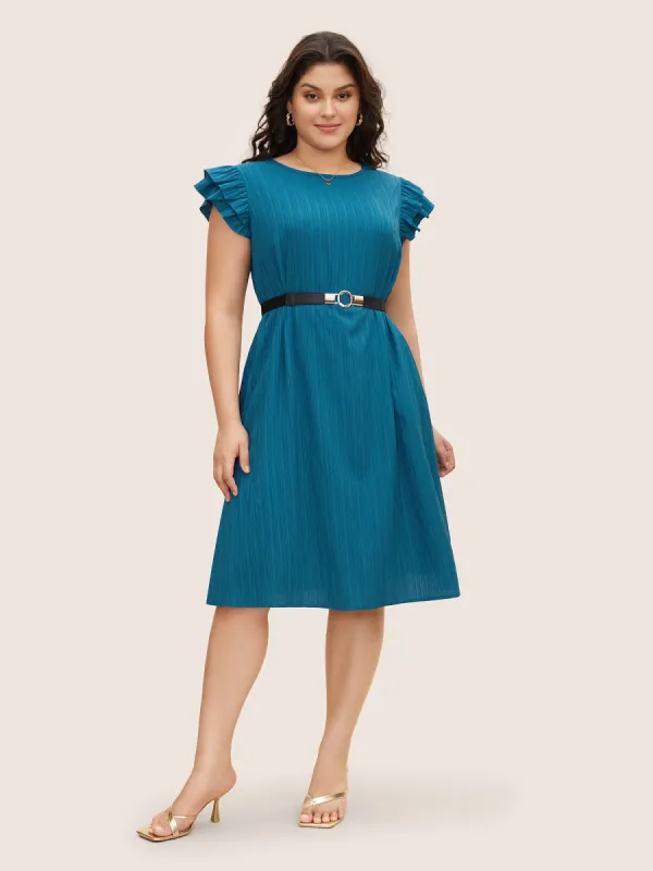 Textured Tiered Ruffle Cap Sleeve Dress sold by Bloomchic