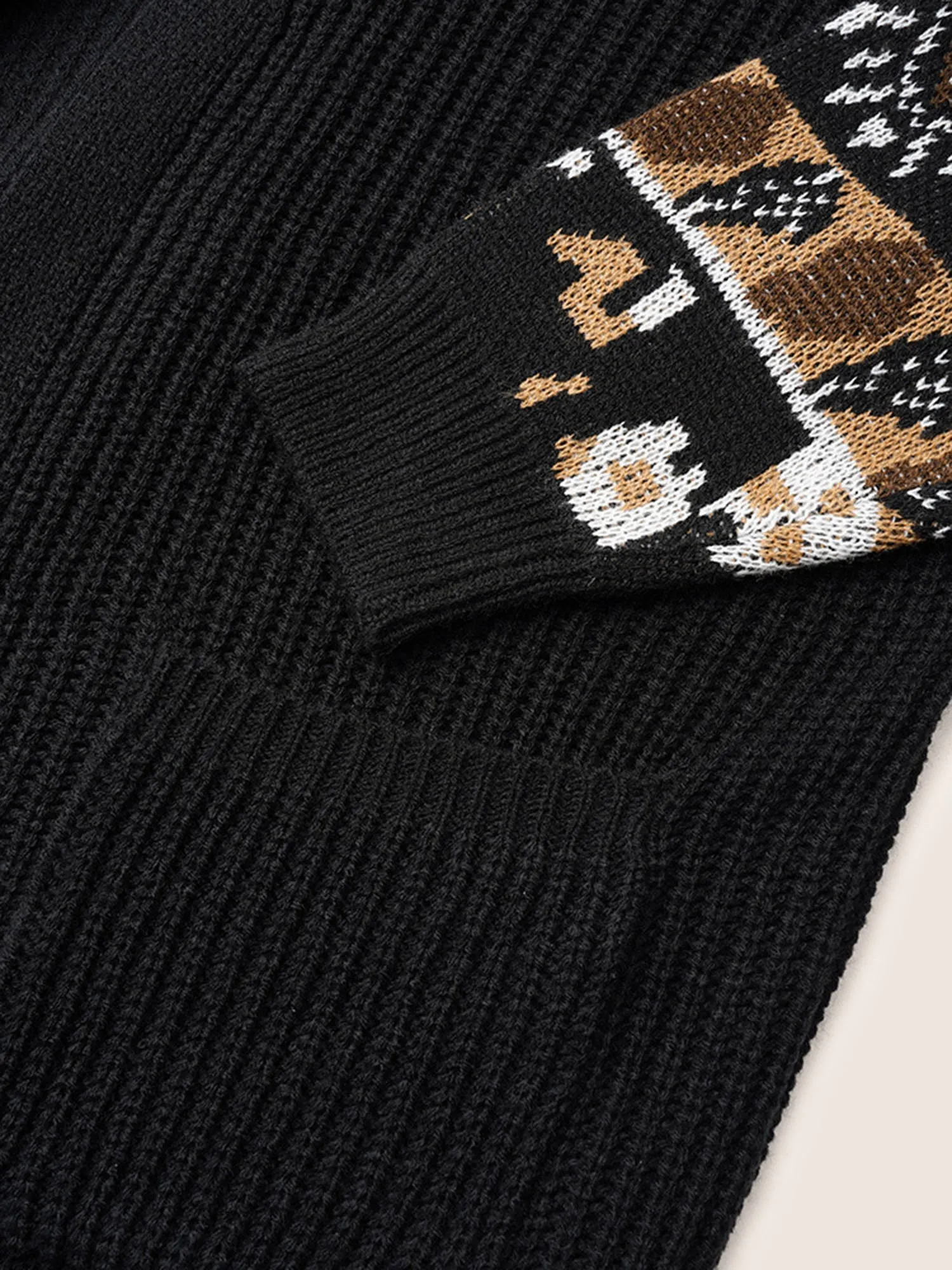 Geometric Jacquard Patchwork Split Hem Cardigan sold by Bloomchic product image thumbnail 5