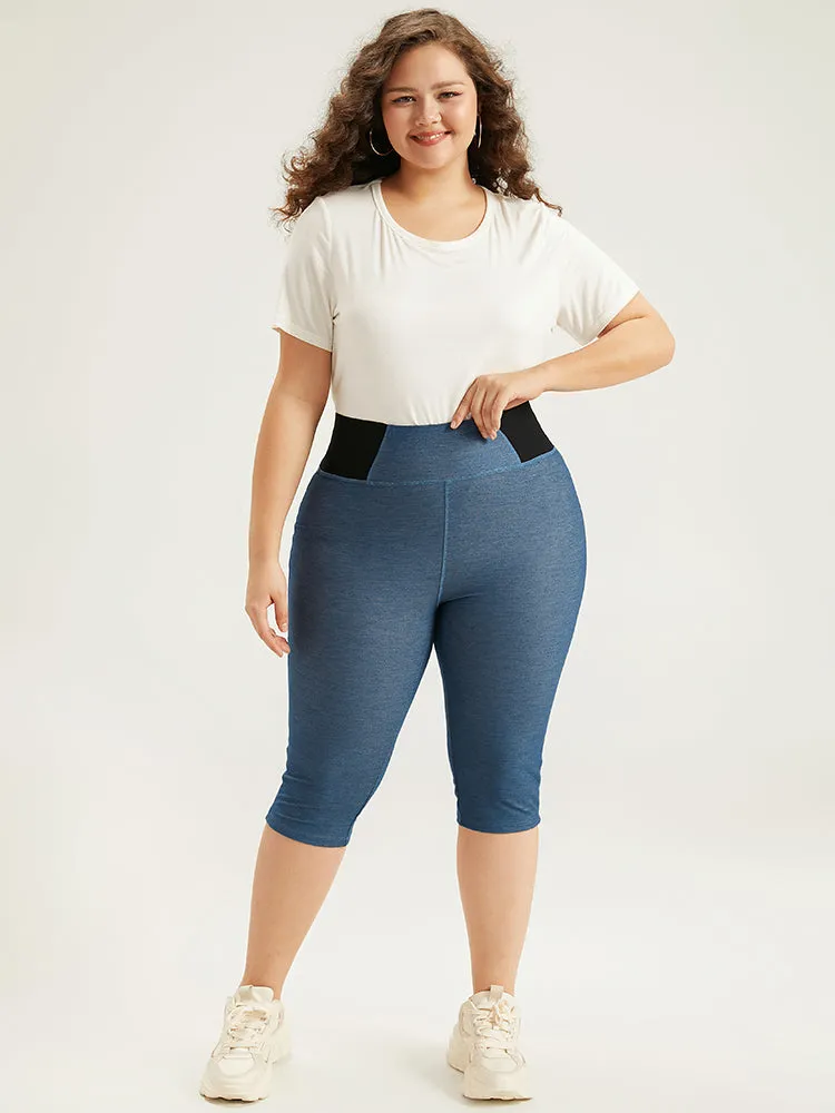 Patchwork Contrast Pocket Leggings sold by Bloomchic product image thumbnail 4