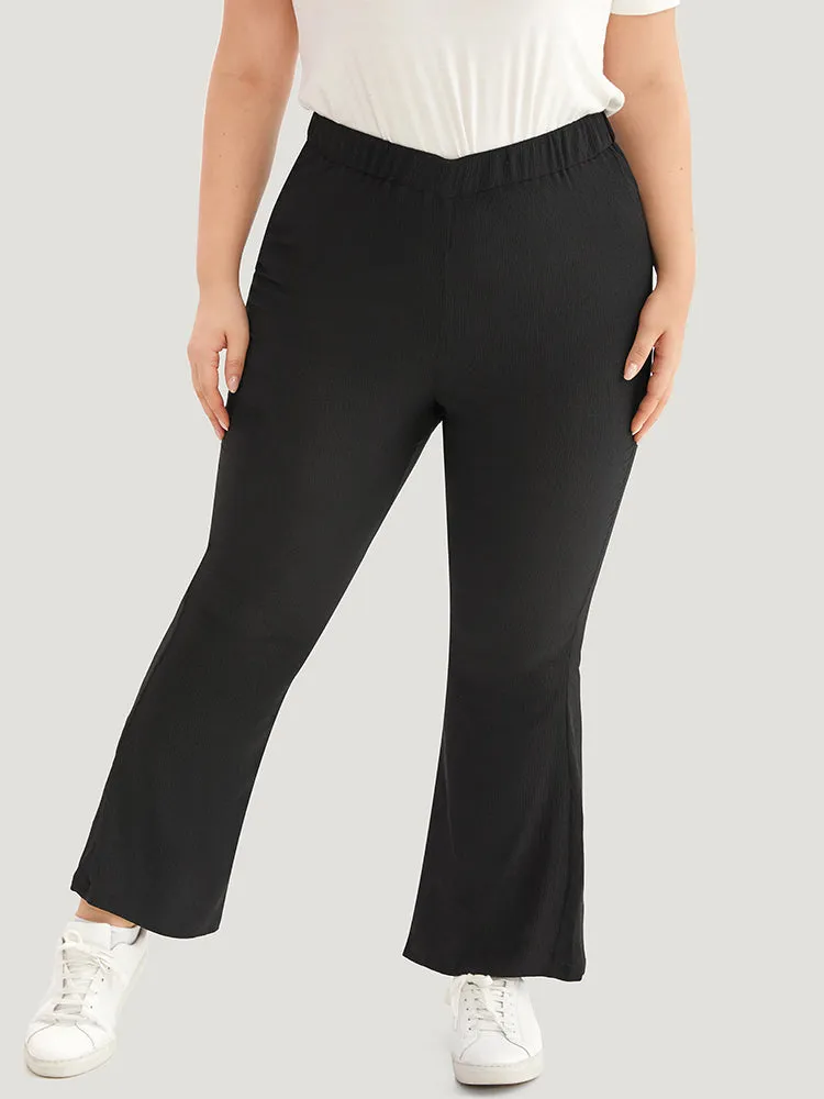 Plain Plisse Flare Leg Sweatpants sold by Bloomchic