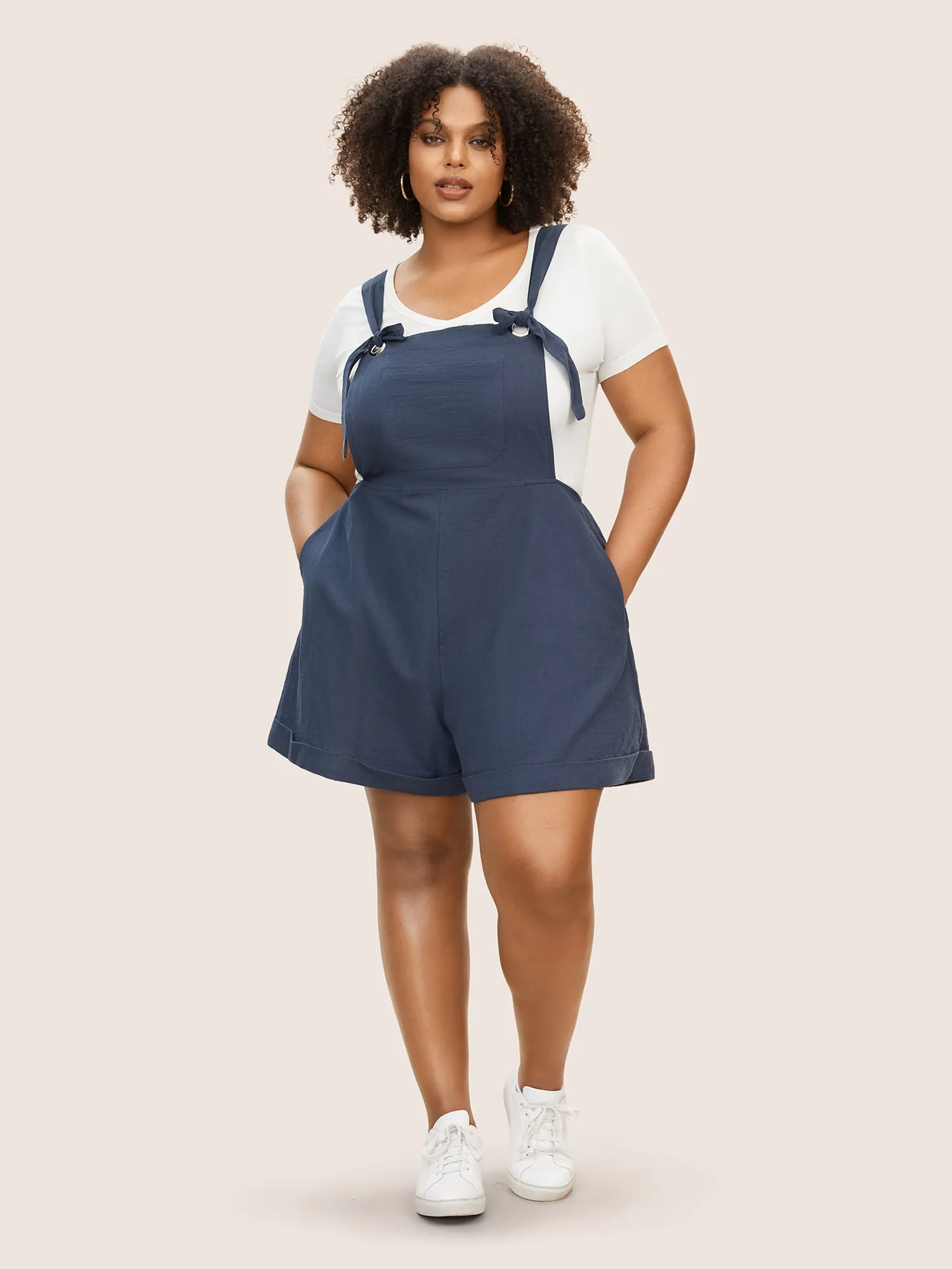 Plain Tie Knot Roll Hem Jumpsuit sold by Bloomchic product image thumbnail 2