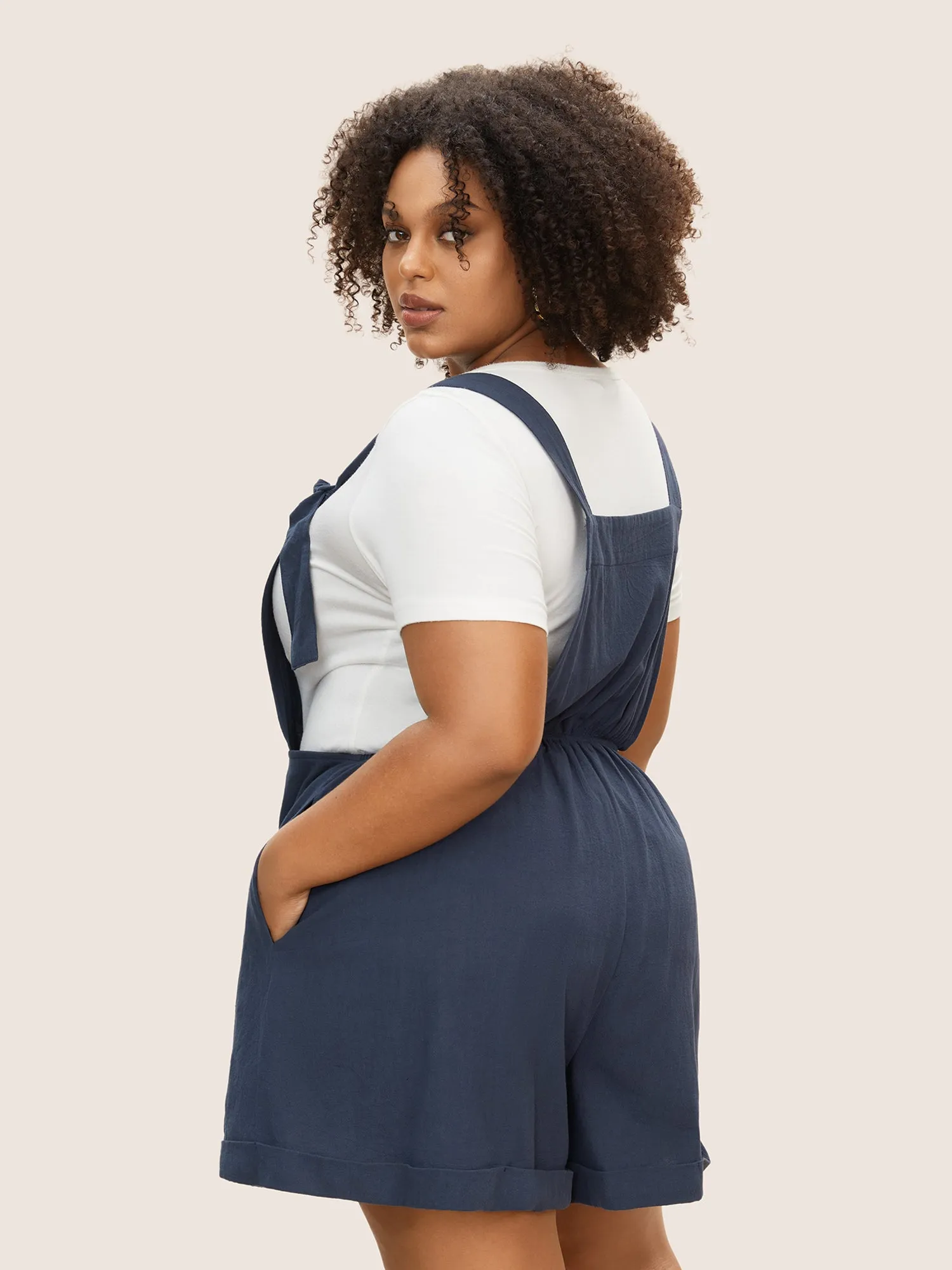 Plain Tie Knot Roll Hem Jumpsuit sold by Bloomchic product image thumbnail 4