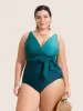 Contrast Patchwork Tie Knot One Piece Swimsuit sold by Bloomchic