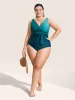 Contrast Patchwork Tie Knot One Piece Swimsuit sold by Bloomchic