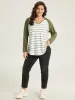 Striped Notched Contrast Patchwork T-shirt sold by Bloomchic