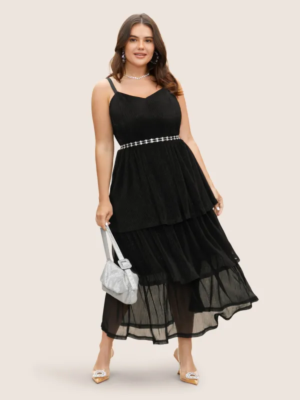 Solid Texture Layered Hem Cami Maxi Dress sold by Bloomchic