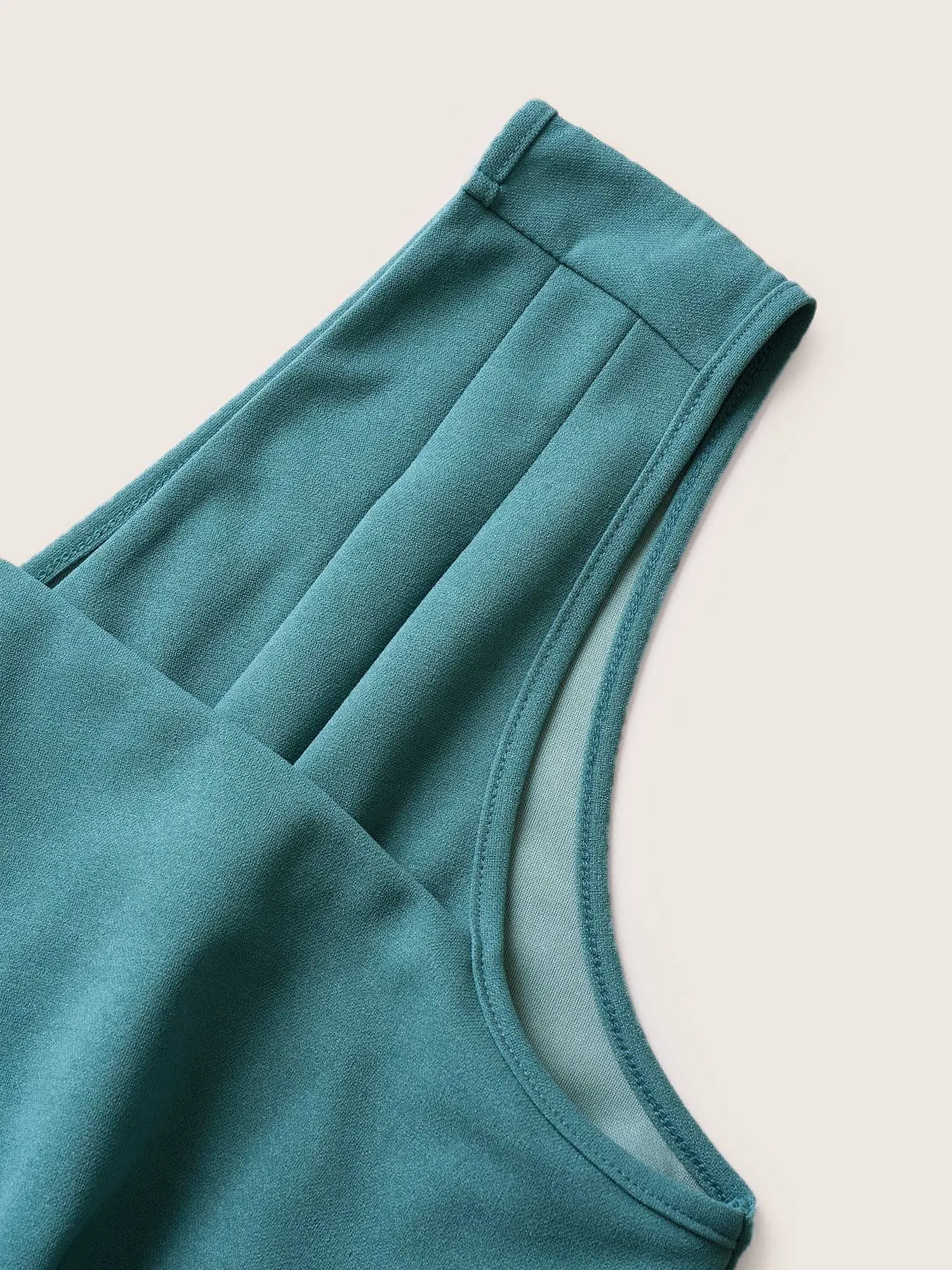 Asymmetrical Neck Pleated Belted Sleeveless Dress sold by Bloomchic product image thumbnail 5