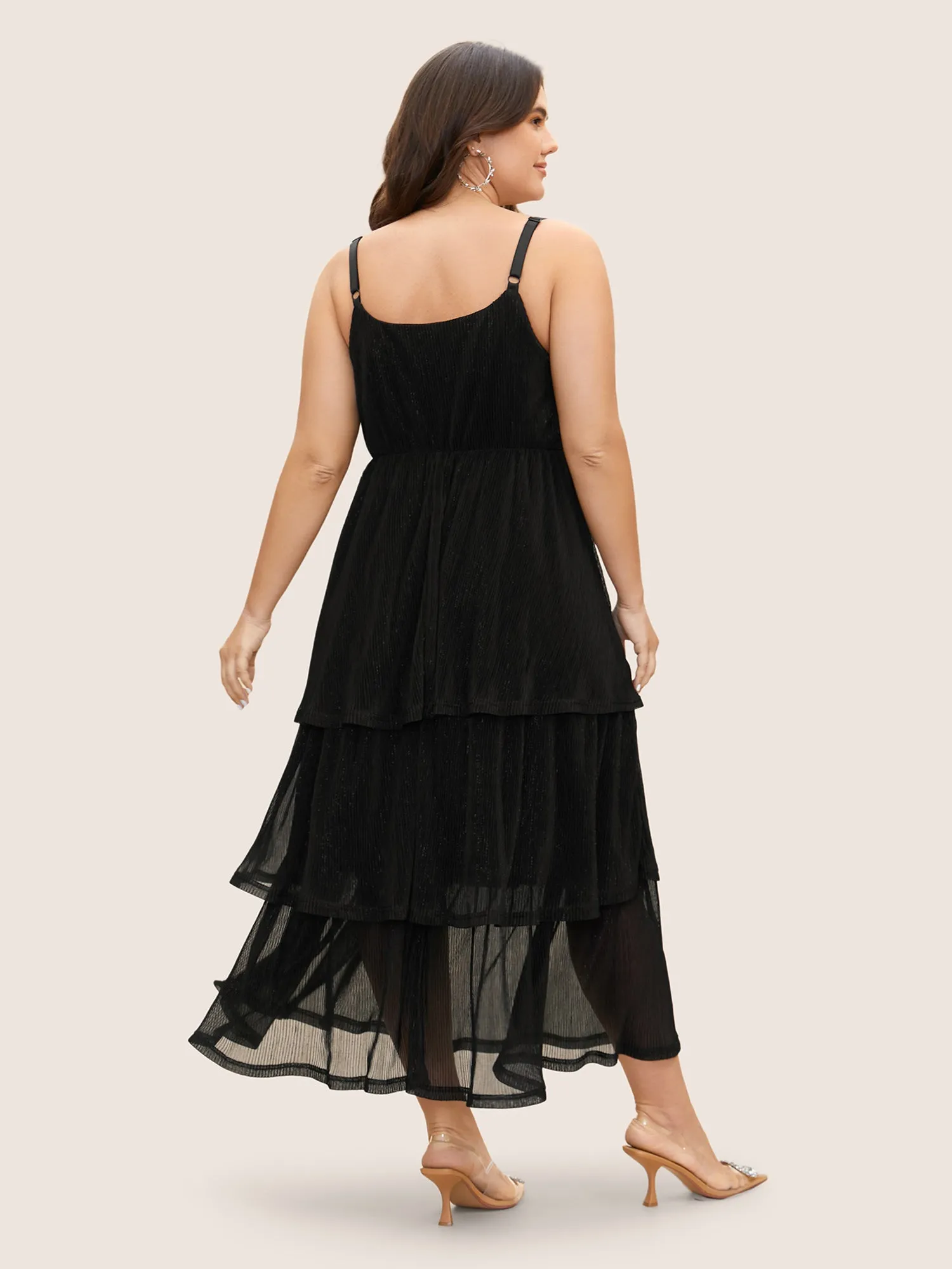 Solid Texture Layered Hem Cami Maxi Dress sold by Bloomchic product image thumbnail 3