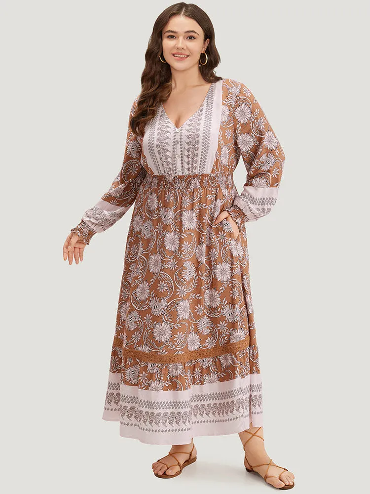 Bandana Print Shirred Button Detail Dress sold by Bloomchic product image thumbnail 4