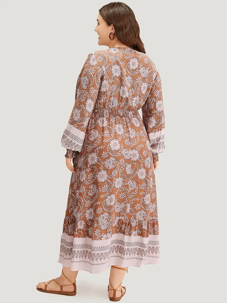 Bandana Print Shirred Button Detail Dress sold by Bloomchic product image thumbnail 2