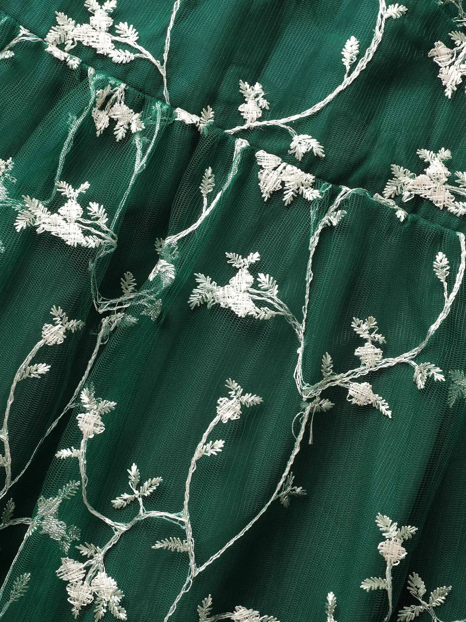 Floral Embroidered Mesh Lantern Sleeve Dress sold by Bloomchic product image thumbnail 5