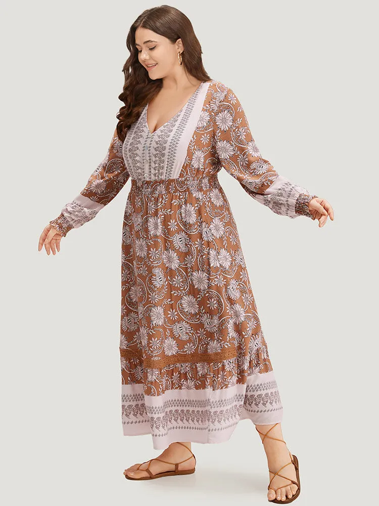 Bandana Print Shirred Button Detail Dress sold by Bloomchic product image thumbnail 3