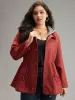 Two Tone Hooded Drawstring Zipper Jacket sold by Bloomchic