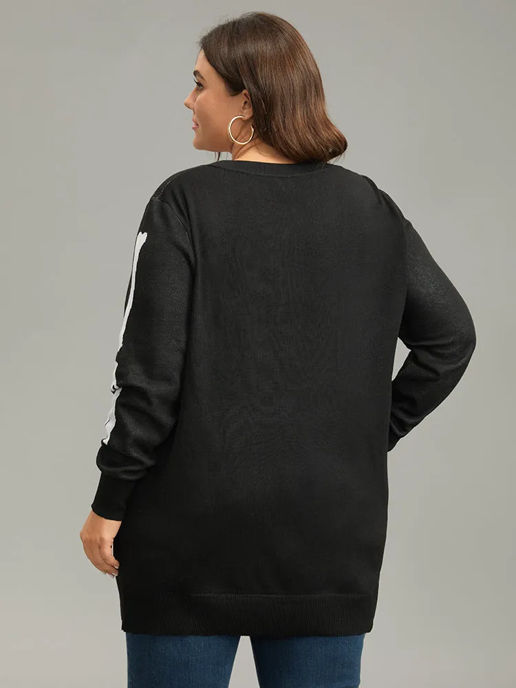 Halloween Skull Print Elastic Cuffs Pullover sold by Bloomchic product image thumbnail 2