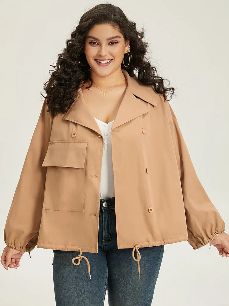 Lapel Collar Drawstring Pocket Button Detail Coat sold by Bloomchic product image thumbnail 5