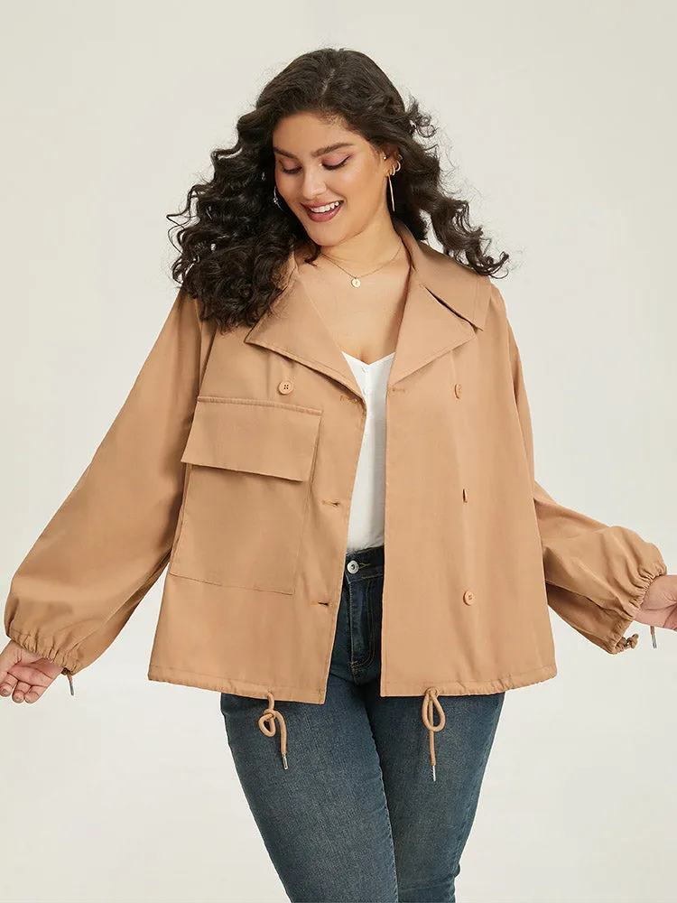 Lapel Collar Drawstring Pocket Button Detail Coat sold by Bloomchic product image thumbnail 2