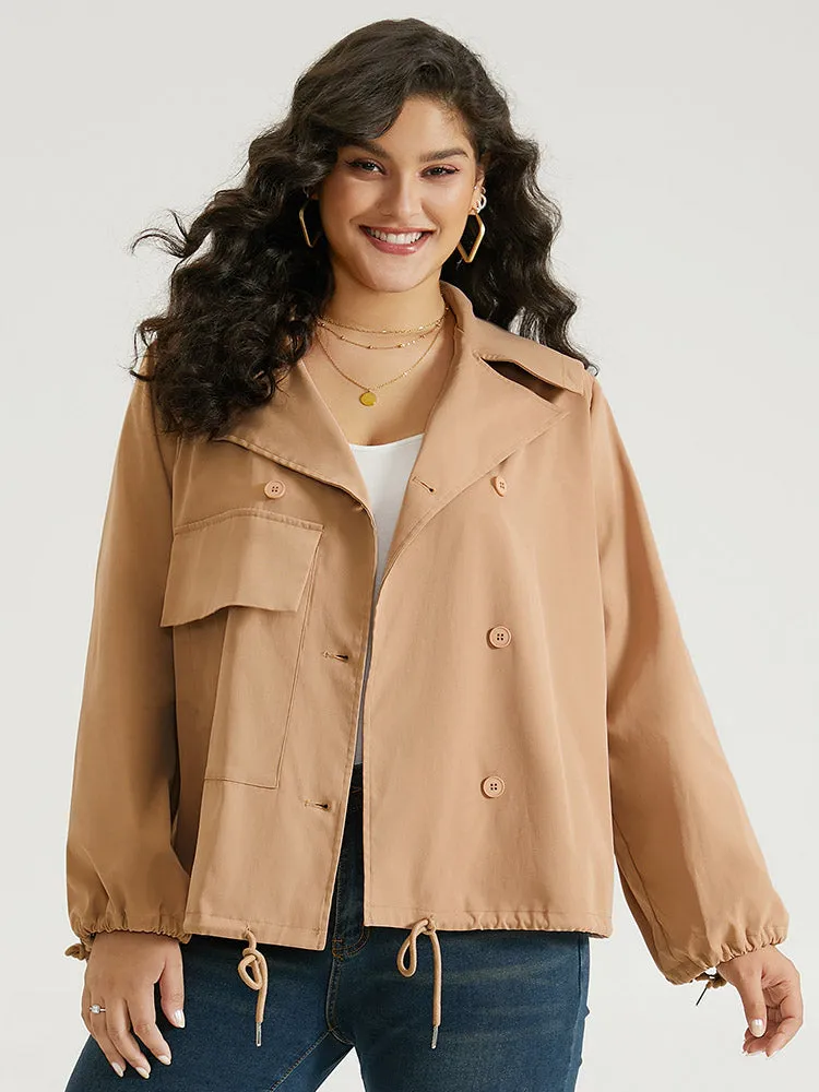 Lapel Collar Drawstring Pocket Button Detail Coat sold by Bloomchic product image thumbnail 4